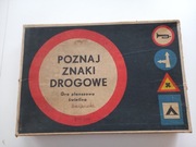 Poznaj znaki drogowe. Stara gra planszowa świetlna.