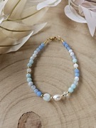 Bransoletka kamienie naturalne Larimar Perła naturalna Jadeit Kryształ Agat