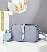 Torebka listonoszka błękitna, niebieska 