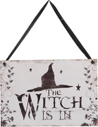 Tabliczka Halloween z napisem i czapką wiedźmy, dekoracja 26x18