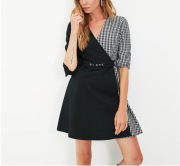 Trendyol Sukienka w kratkę z paskiem black&white  r. 38 TWOAW22EL0881 SiYAH