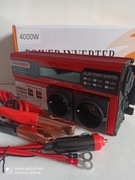 Przetwornica napięcia 12v 230v 4000W nowa sinus, 2x woltomierz