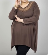 Overchic turecka czekoladowa tunika cyrkonie plus size xxxl 50 52