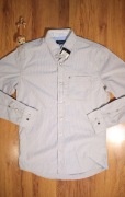 Koszula Redwood r. S 37/38 męska dł rękaw paski szara dł rękaw bawełna 