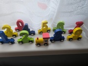 Pociąg drewniany kolejka edukacyjna nauka cyfr liczb 90cm