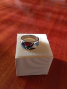 Pierścionek srebrny.Emalia.19.Unikat.