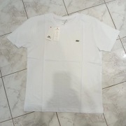 Biały t-shirt męski Lacoste w rozmiarze S i M. 