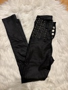 Spodnie woskowane z ćwiekami na guziki czarne