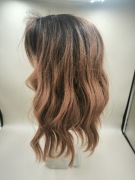 Peruka damska do ramion brązowo - ruda falowana 33 cm  do ramion 