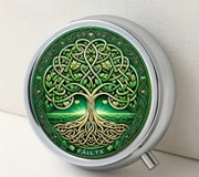 Metalowe pudełko pudełeczko na leki, witaminy. Drzewo życia