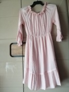 Romantyczna sukienka boho plumeti z bawełny  / pudrowy róż New colection 
