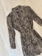 NOWA sukienka w panterkę wiązana w talii na guziki długi rękaw M