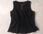 Bluzeczka z FalbanoBaskinką, bez rękawów, czarna