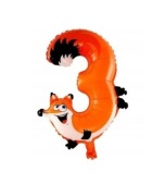 Balon foliowy trzy balon lisek 3 balonik na trzy latka lis 41 cm 3 sztuki