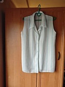 Koszula kamizelka vintage PRL biało-niebieska rozmiar S lata PRL