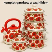 Garnki emaliowane plus czajnik