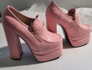 Nowe Różowe Czółenka na Platformie Mokasyny Loafers Y2K Barbiecore