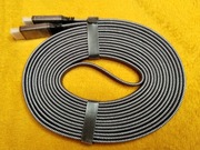 Kabel HDMI 5m PS3 PS4 Mega mocny solidny przewód 4K UHD cienki płaski