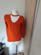 Pomarańczowa bluzka damska z chokerem, rozmiar uniwersalny