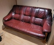 Skórzany komplet wypoczynkowy - sofa 3-os + 2 fotele, skóra naturalna