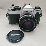 Nikon FE obiektyw 50mm 1:1.8 series E aparat analogowy