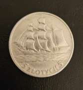 5 ZŁ 1936 ŻAGLOWIEC ŁADNY STAN