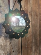 Duże makramowe lustro z mandalą w stylu Boho - kolor czarny