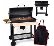 GRILL WĘGLOWY OGRODOWY BECZKA 3 CHROMOWANE RUSZTY POPIELNIK TERMOMETR KÓŁKA