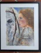 Akwarela obraz A3 pt. Rudowłosa i koń