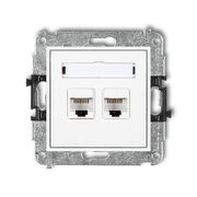 3xGniazdo podwójne kat.6, Biały Karlik Mini MGK-6