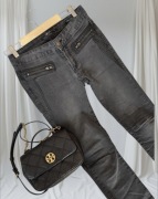Spodnie Giorgia premium denim szare grafitowe bawełna zamek w nogawce rurki