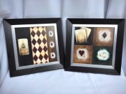 Dwa obrazy z motywem pokerowym karty symbole