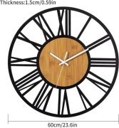 Zegar Ścienny 3D Metalowy Wiszący Vintage Rzymski Na Ścianę Loft 60cm