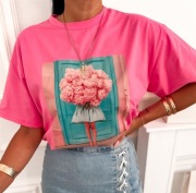 Damski T-shirt oversize premium MOJO różowy 