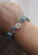 Bransoletka handmade kwiatowa biżuteria pastelowa Forget Me Not Wild 18 cm