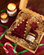 Zestaw świąteczny ozdoby z makramy świeca sojowa