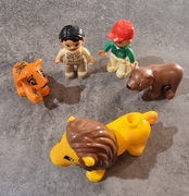 Lego Duplo klocki pracownicy zoo, lew, tygrysek, niedźwiedź