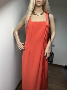 Sukienka Midi wieczorowa koktajlowa Rozmiar L Old Money Pomarańczowa