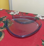 Patera szklana niebieska owalny trójkąt komplet 2 sztuk