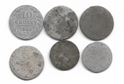 Srebrne monety 10 i 5 gr   Królestwo Kongresowe 6 szt