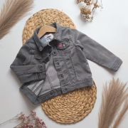 Kurtka jeansowa 98 katana miękki jeans zapinana na napy szara czarna