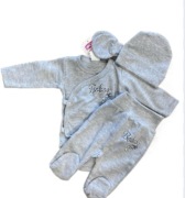 Komplet  body, półśpioch, czapeczka i niedrapki rozmiar 56
