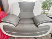 Komplet mebli szarych, ekoskóra.