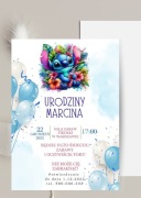 Zaproszenie stitch urodziny koperta biała
