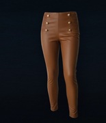 Legginsy camel z eko skóry, ozdobne guziki,lekko ocieplane PROMOCJA s/m