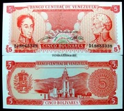 WENEZUELA 5 BOLIVARES 1989 UNC