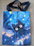 Torba na zakupy z czarnym kotem i gwiazdami