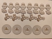 Napisy pierwsza komunia Święta tekturki hostię kielich komunijny