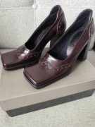 Włoskie buty damskie Pollini - czółenka , wysoki obcas , brązowe , roz.36 