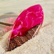 White Fuchsia| Naszyjnik deska surfingowa z żywicy i drewna